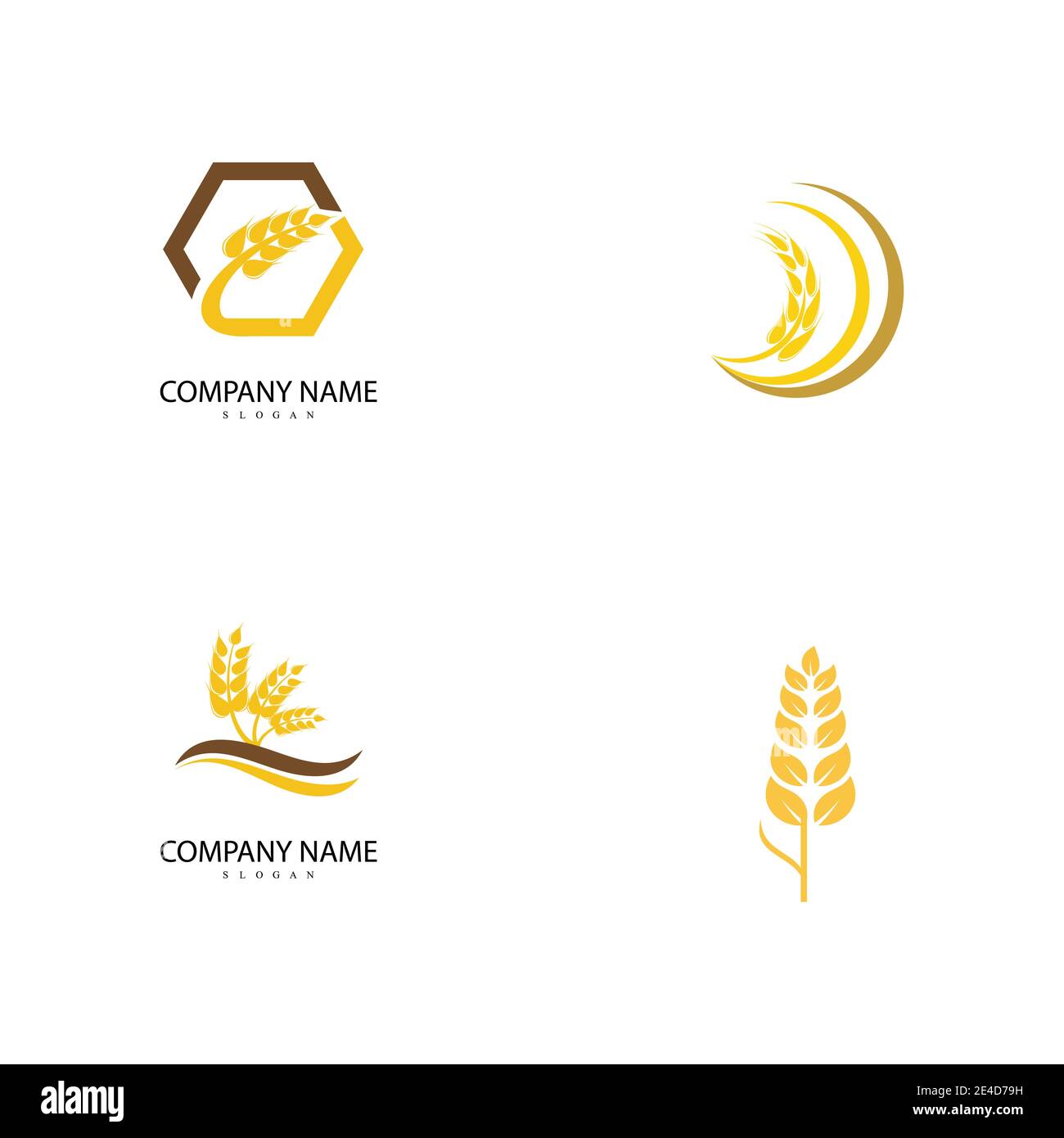 Impostare il disegno dell'icona del vettore grano per l'agricoltura Illustrazione Vettoriale