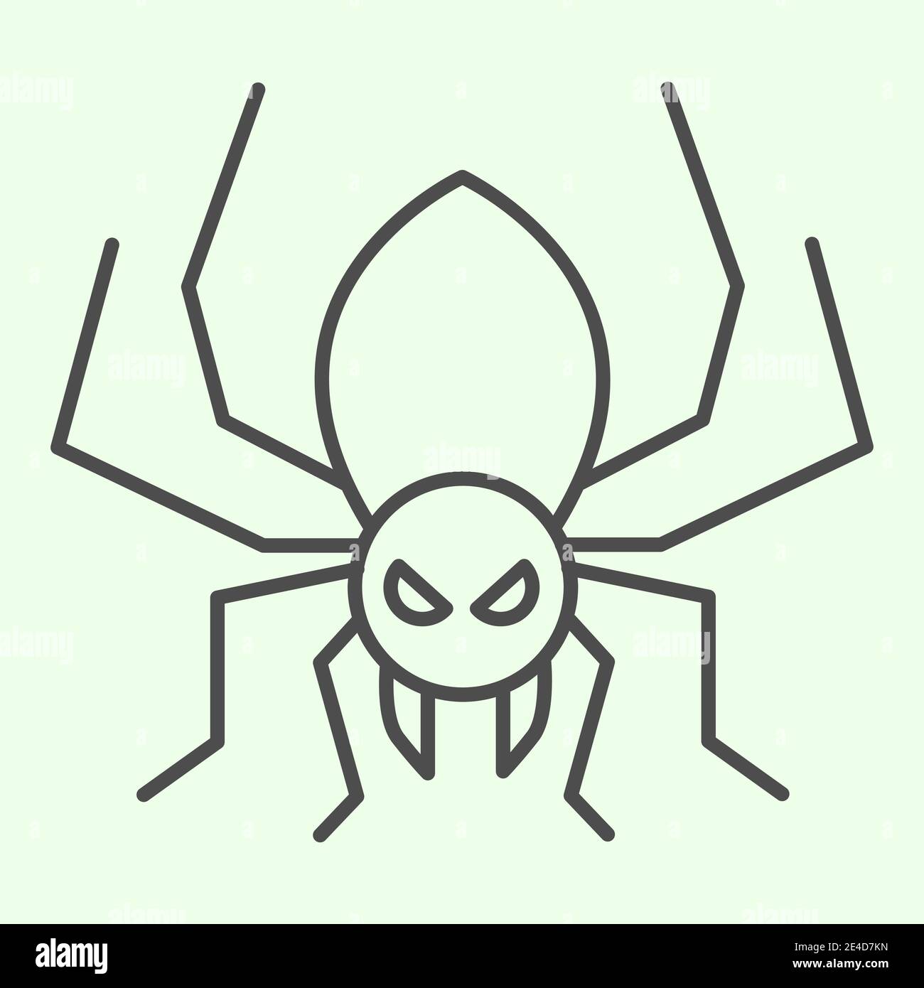 Icona della linea sottile di Halloween Spider. Scary ragno silhouette contorno stile pittogramma su sfondo bianco. Halloween e il segno di mistero per il concetto mobile Illustrazione Vettoriale