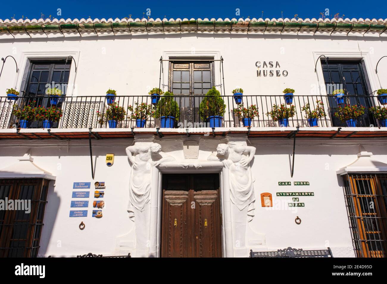 Casa Museo, Museo d'arte tradizionale. Bianco villaggio Mijas, provincia di Malaga, Costa del Sol, Andalusia meridionale. Spagna Europa Foto Stock