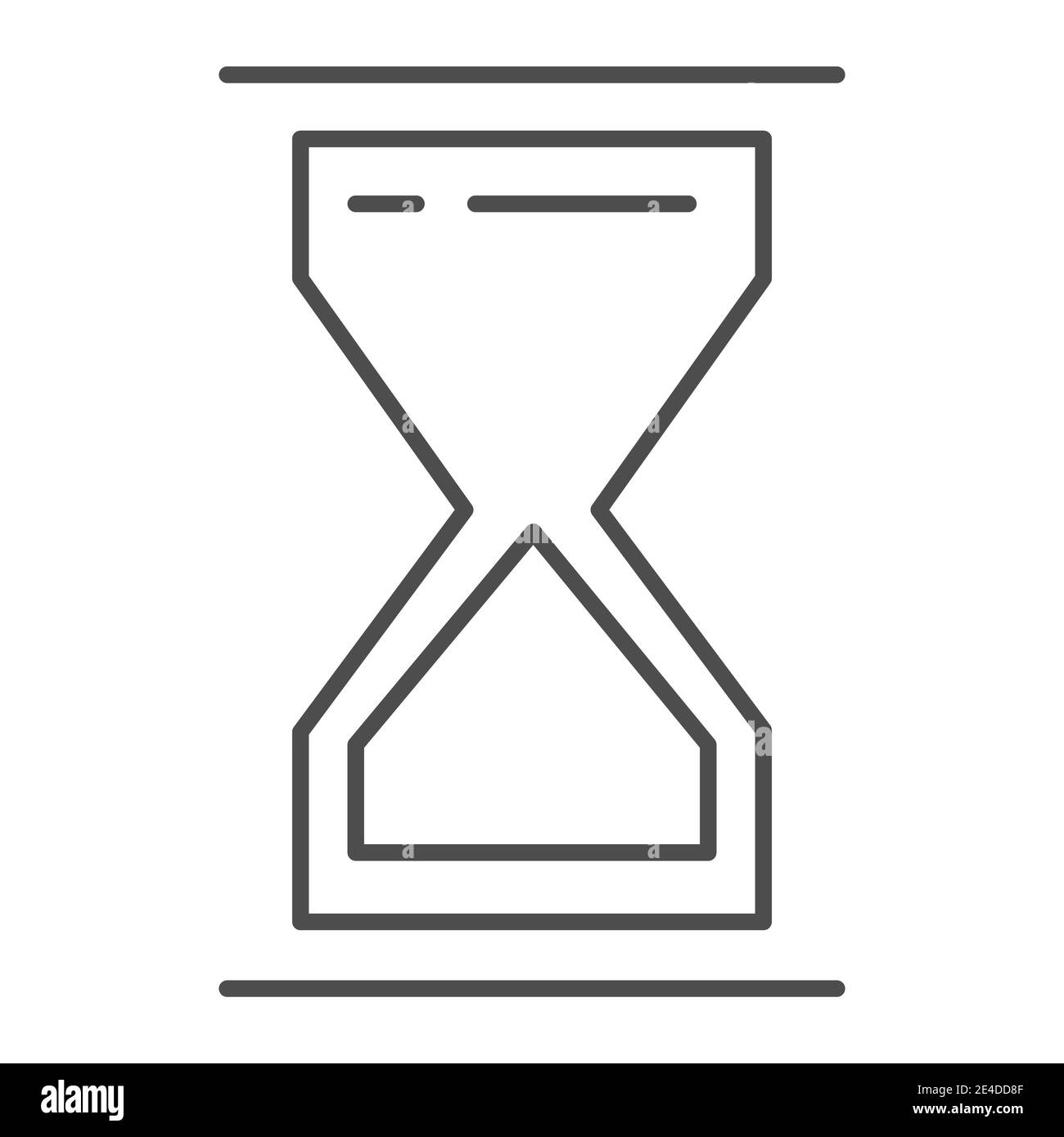 Icona della linea sottile della clessidra. Il tempo è finito nell'illustrazione vettoriale in clessidra isolata su bianco. Design con profilo in vetro sabbiato, progettato per il Web e le applicazioni Illustrazione Vettoriale