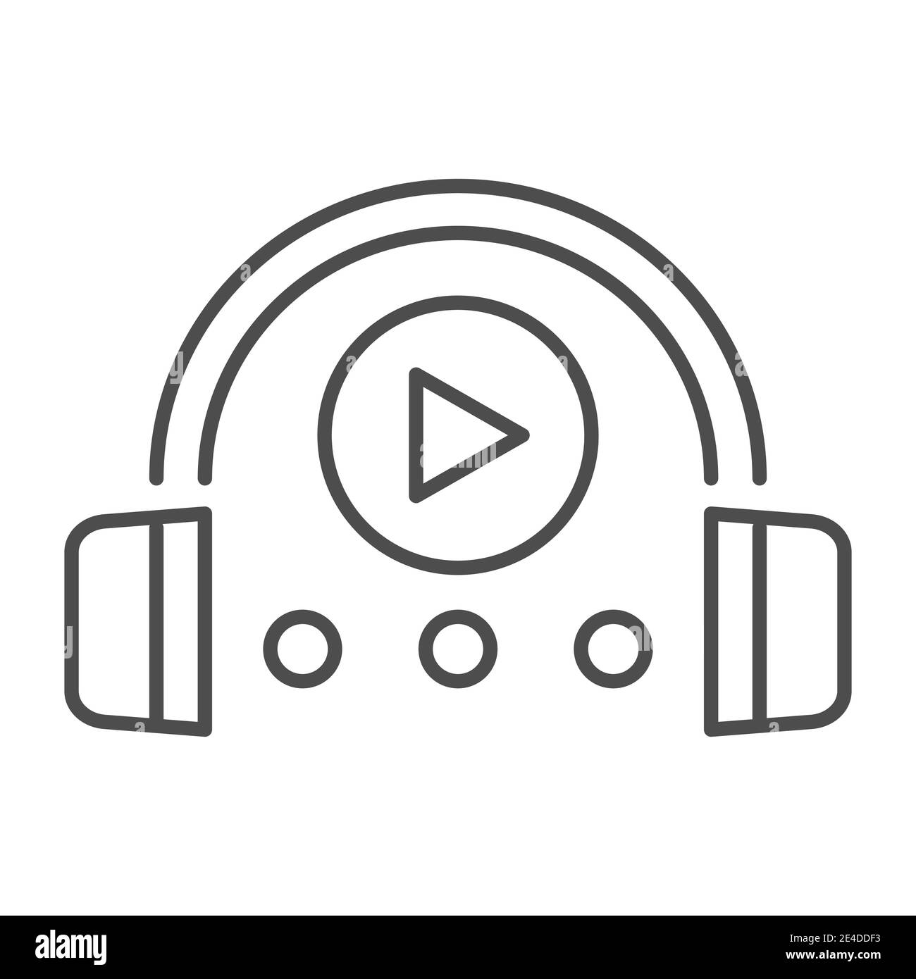 Icona della linea sottile del corso audio. Cuffie e riproduzione di immagini vettoriali isolato su bianco. Design in stile music outline, progettato per il Web e le applicazioni. EPS Illustrazione Vettoriale