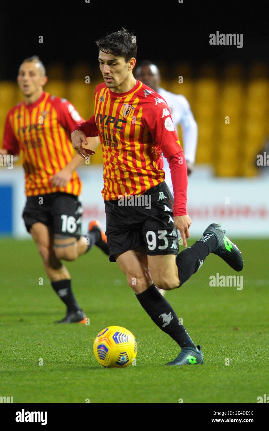 22 gennaio 2021, Benevento, Italia: Benevento, Italia, Stadio Ciro Vigorito, 22 gennaio 2021, Fedderico Barba (Benevento Calcio) durante Benevento Calcio vs Torino FC - Calcio italiano Serie A match (Credit Image: © Renato Olimpio/LPS via ZUMA Wire) Foto Stock