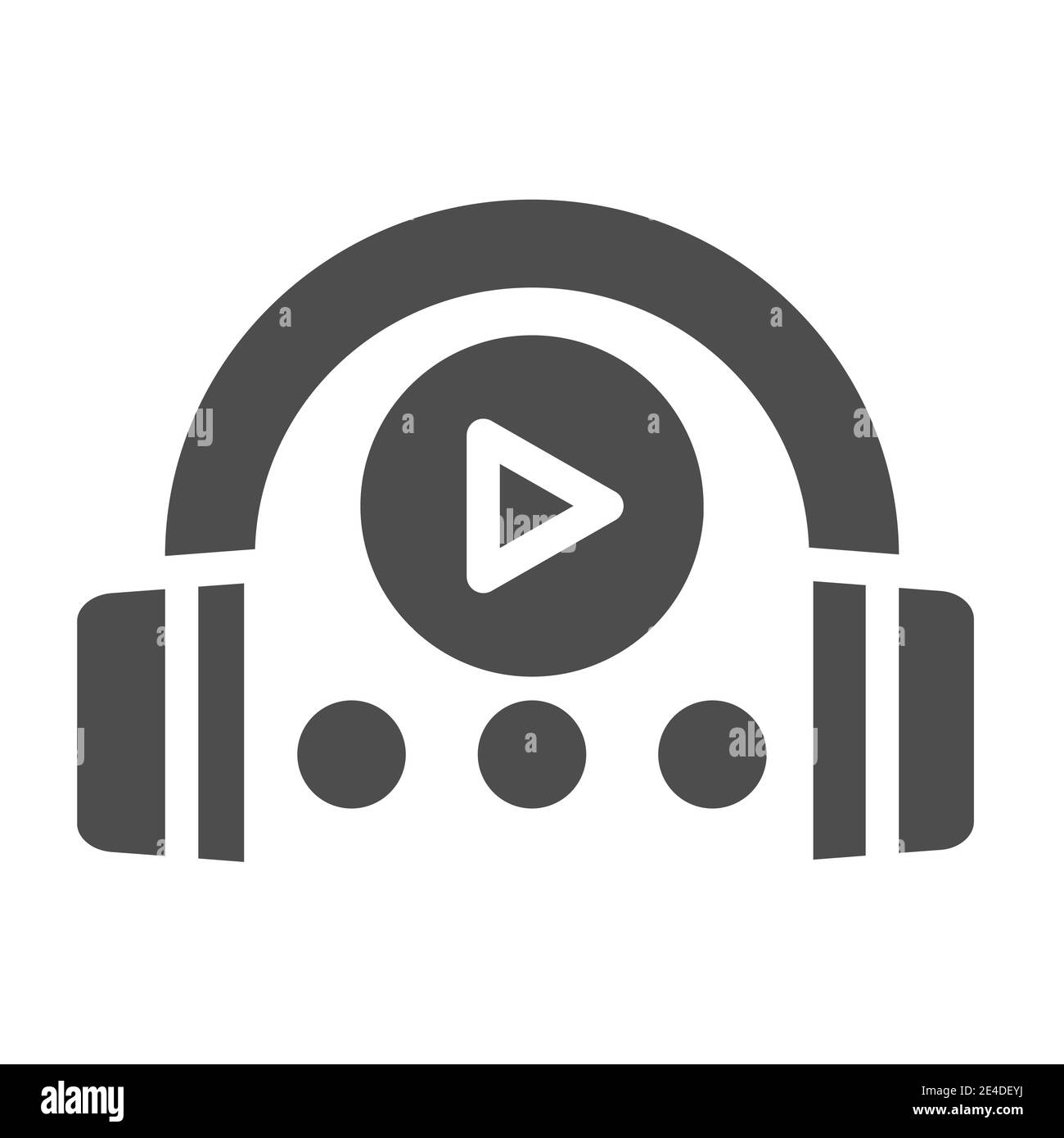Icona continua del corso audio. Cuffie e riproduzione di immagini vettoriali isolato su bianco. Design in stile glifo musicale, progettato per il Web e le applicazioni. EPS 10. Illustrazione Vettoriale