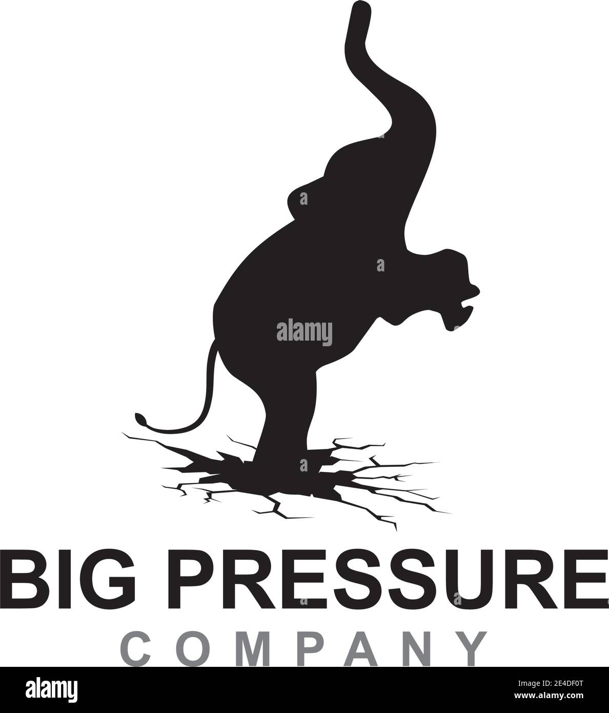 Logo elefante in piedi con template vettoriale ad alta pressione Illustrazione Vettoriale