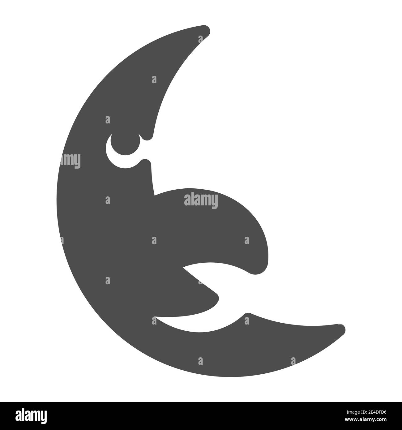 Icona continua a mezzaluna del carattere. Immagine vettoriale del volto lunare isolata su bianco. Crescent con design in stile glifo con naso a gancio, progettato per il web e l'app Illustrazione Vettoriale
