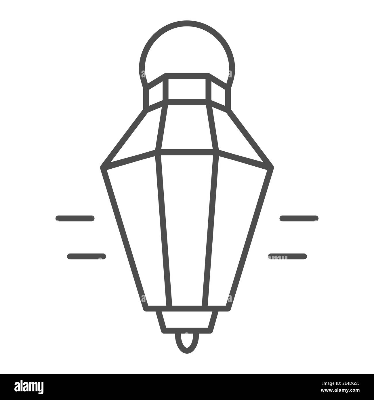 Icona della linea sottile della lanterna sospesa. Immagine vettoriale della vecchia lampada isolata su bianco. Design in stile lanterna antico, progettato per il web e l'app Illustrazione Vettoriale