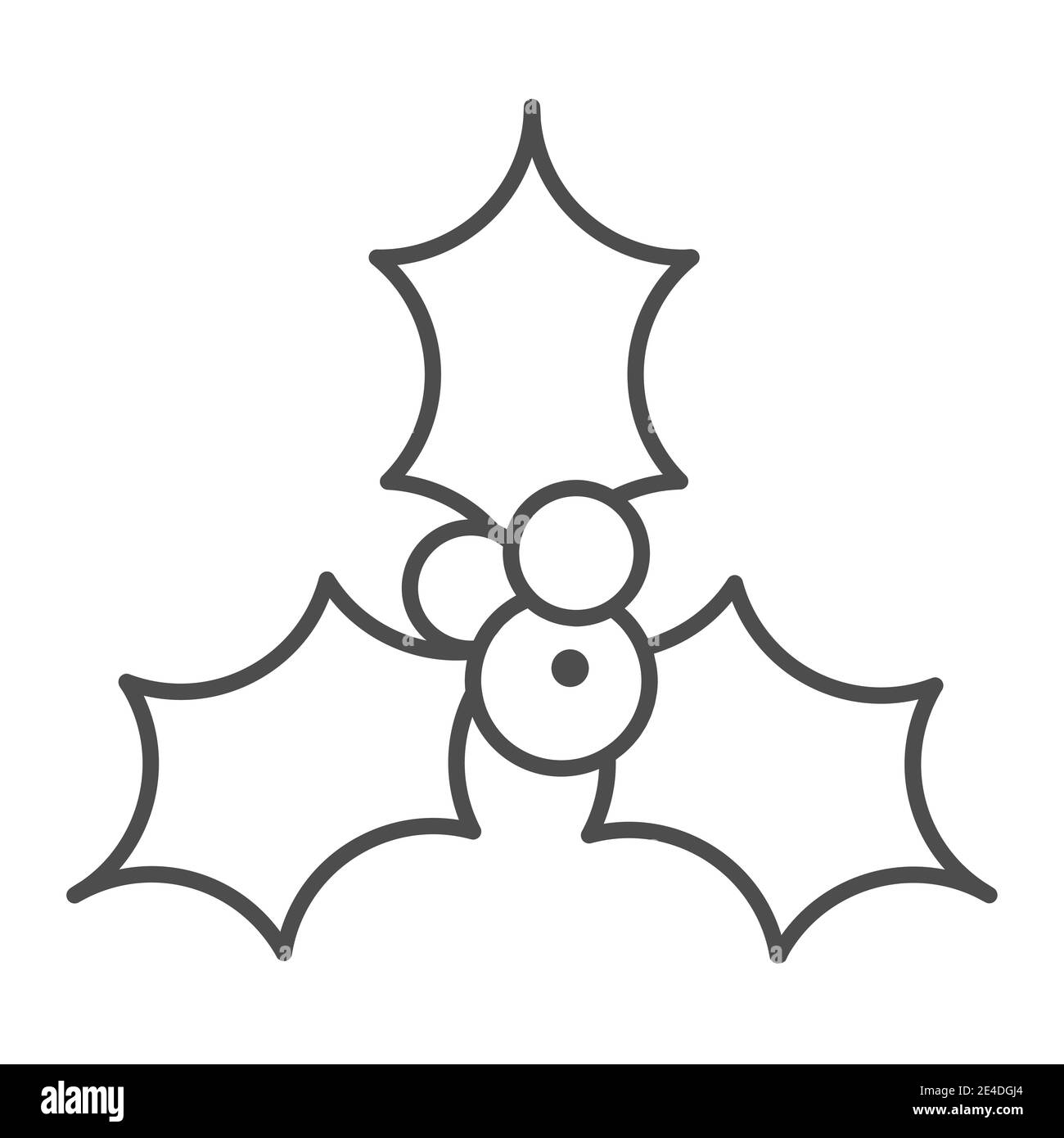 Icona della linea sottile di agrifoglio. Decorazione di Natale illustrazione vettoriale isolato su bianco. Il design a forma di bacca Holly, progettato per il Web e le applicazioni Illustrazione Vettoriale