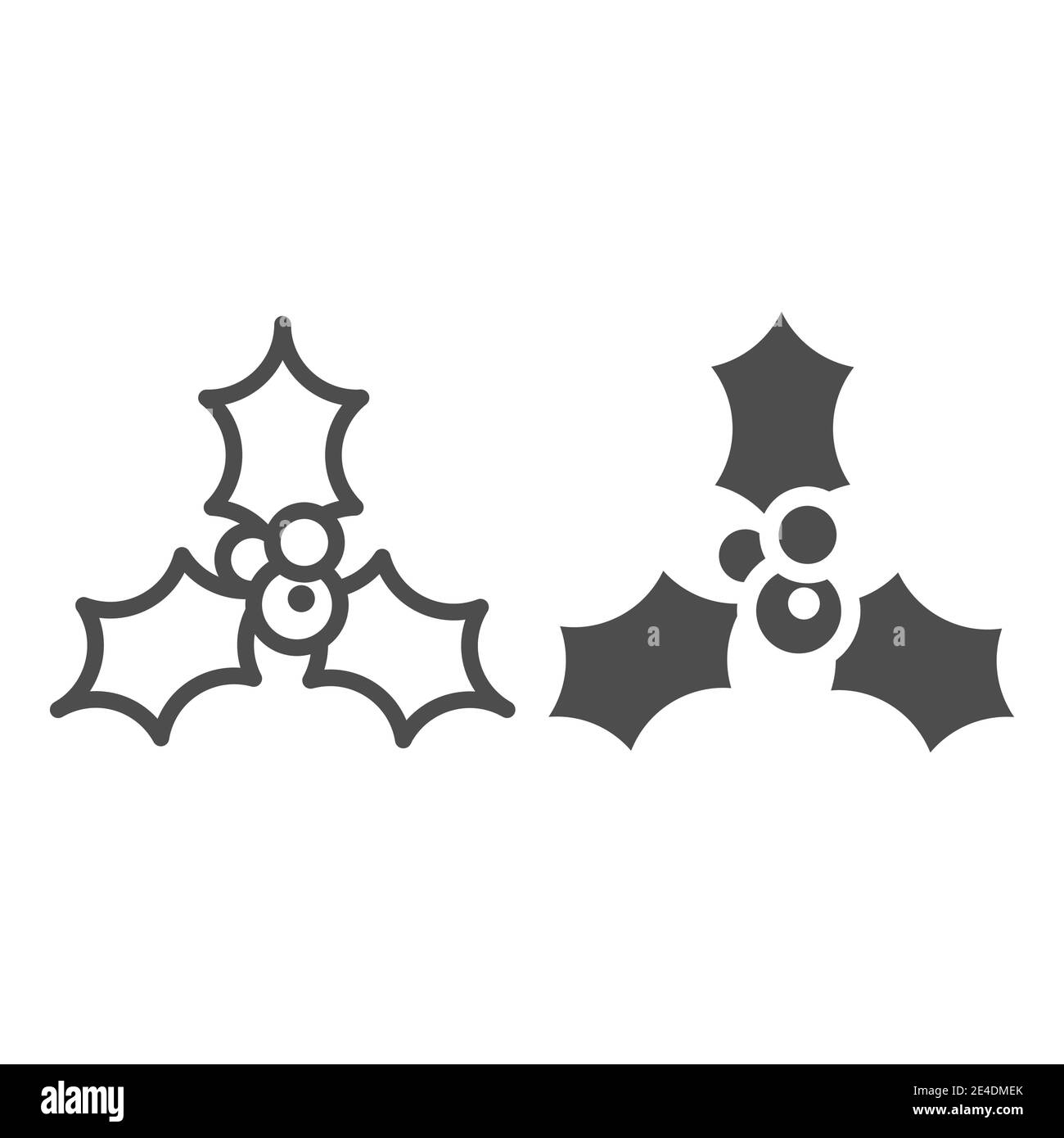 La linea di bacche di Holly e l'icona glifo. Decorazione di Natale illustrazione vettoriale isolato su bianco. Holly frutti di bosco design stile profilo, progettato per il web e. Illustrazione Vettoriale