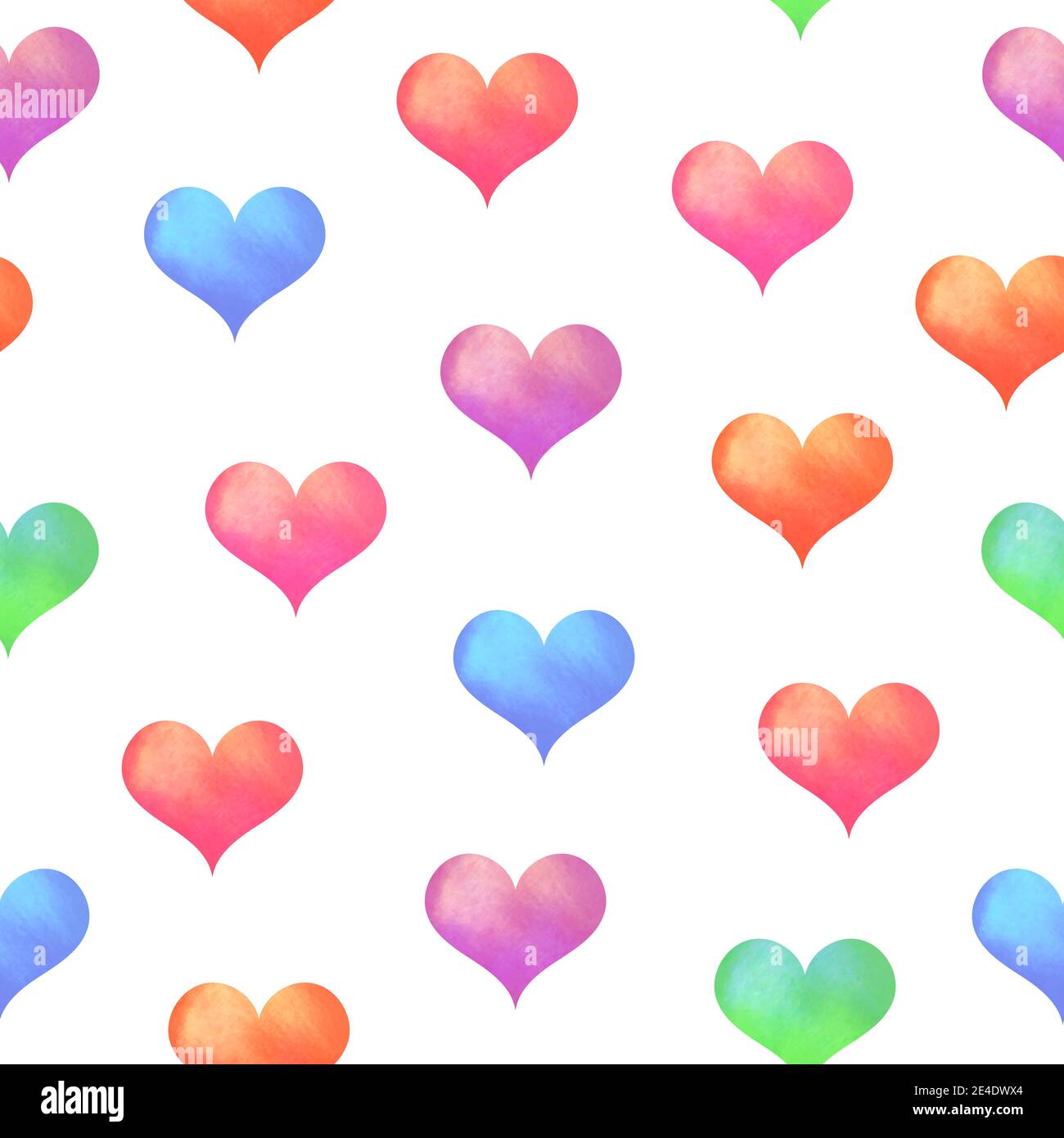 Motivo senza cuciture con cuore a colori acquerelli. Foto Stock