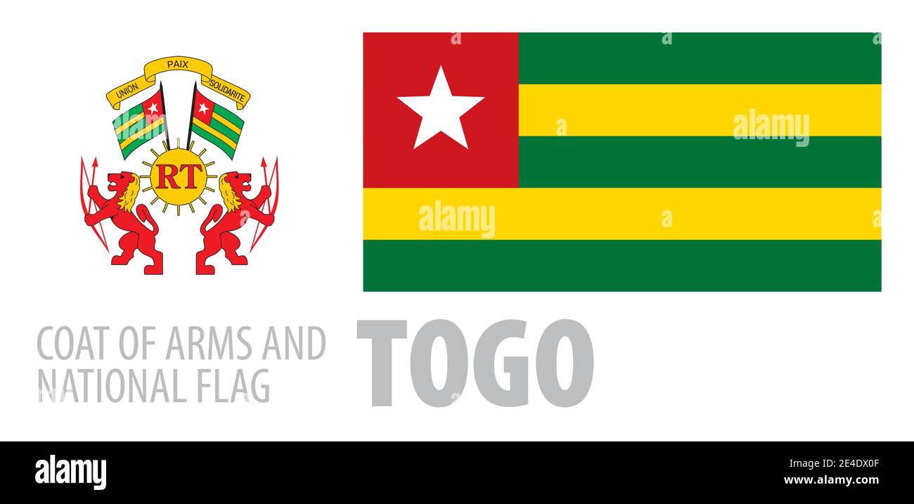 Insieme vettoriale dello stemma e della bandiera nazionale Del Togo Illustrazione Vettoriale