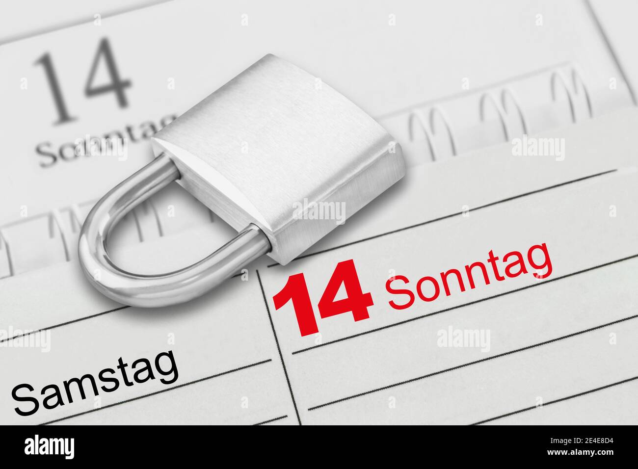 Deutscher Kalender 14. Gennaio 2021 und Schloss Foto Stock