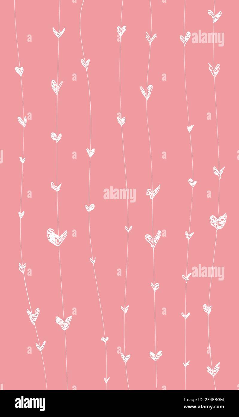 Sfondo rosa astratto con cuori dipinti di bianco - illustrazione vettoriale Illustrazione Vettoriale