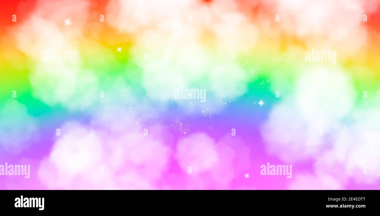 Arcobaleno bokeh sfondo. Banner multicolore. CopySpace. Sfondo del desktop gradiente astratto. Illustrazione Vettoriale