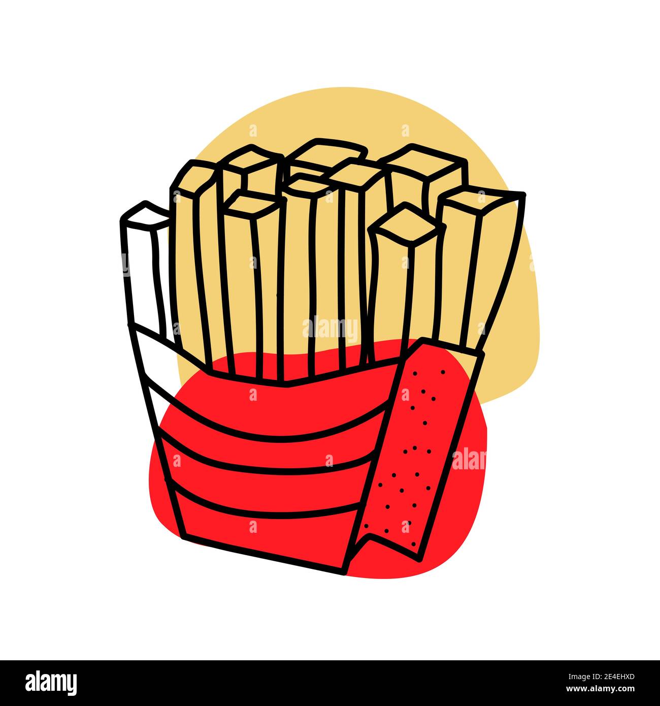 Patatine fritte poatate doodle icona per web e cucina indossare Illustrazione Vettoriale