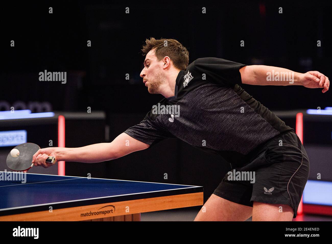 COVENTRY, REGNO UNITO. 23 gennaio 2021. Matt Ware (ENG) durante il 2021 World Ping Pong Masters alla Ricoh Arena sabato 23 gennaio 2021 a COVENTRY, INGHILTERRA. Credit: Taka G Wu/Alamy Live News Foto Stock