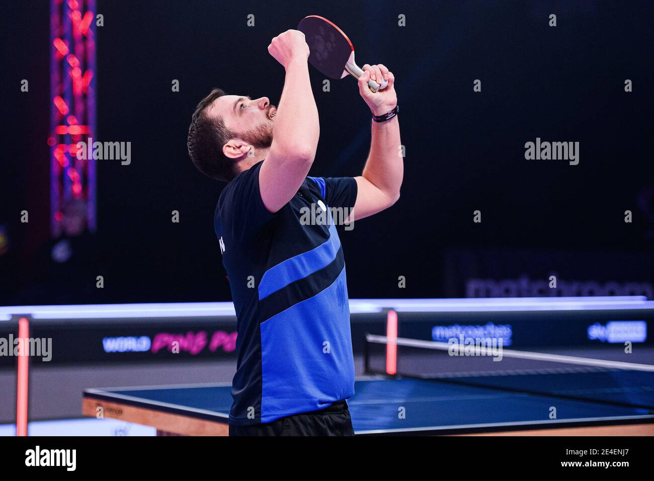 COVENTRY, REGNO UNITO. 23 gennaio 2021. Lucian Filimon (ROU) in azione durante il 2021 World Ping Pong Masters alla Ricoh Arena sabato 23 gennaio 2021 a COVENTRY, INGHILTERRA. Credit: Taka G Wu/Alamy Live News Foto Stock