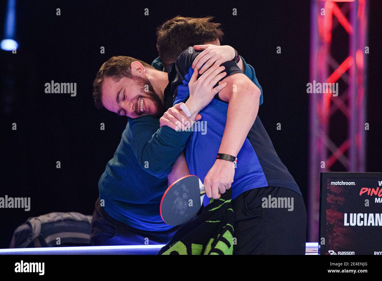 COVENTRY, REGNO UNITO. 23 gennaio 2021. Lucian Filimon (ROU) in azione durante il 2021 World Ping Pong Masters alla Ricoh Arena sabato 23 gennaio 2021 a COVENTRY, INGHILTERRA. Credit: Taka G Wu/Alamy Live News Foto Stock
