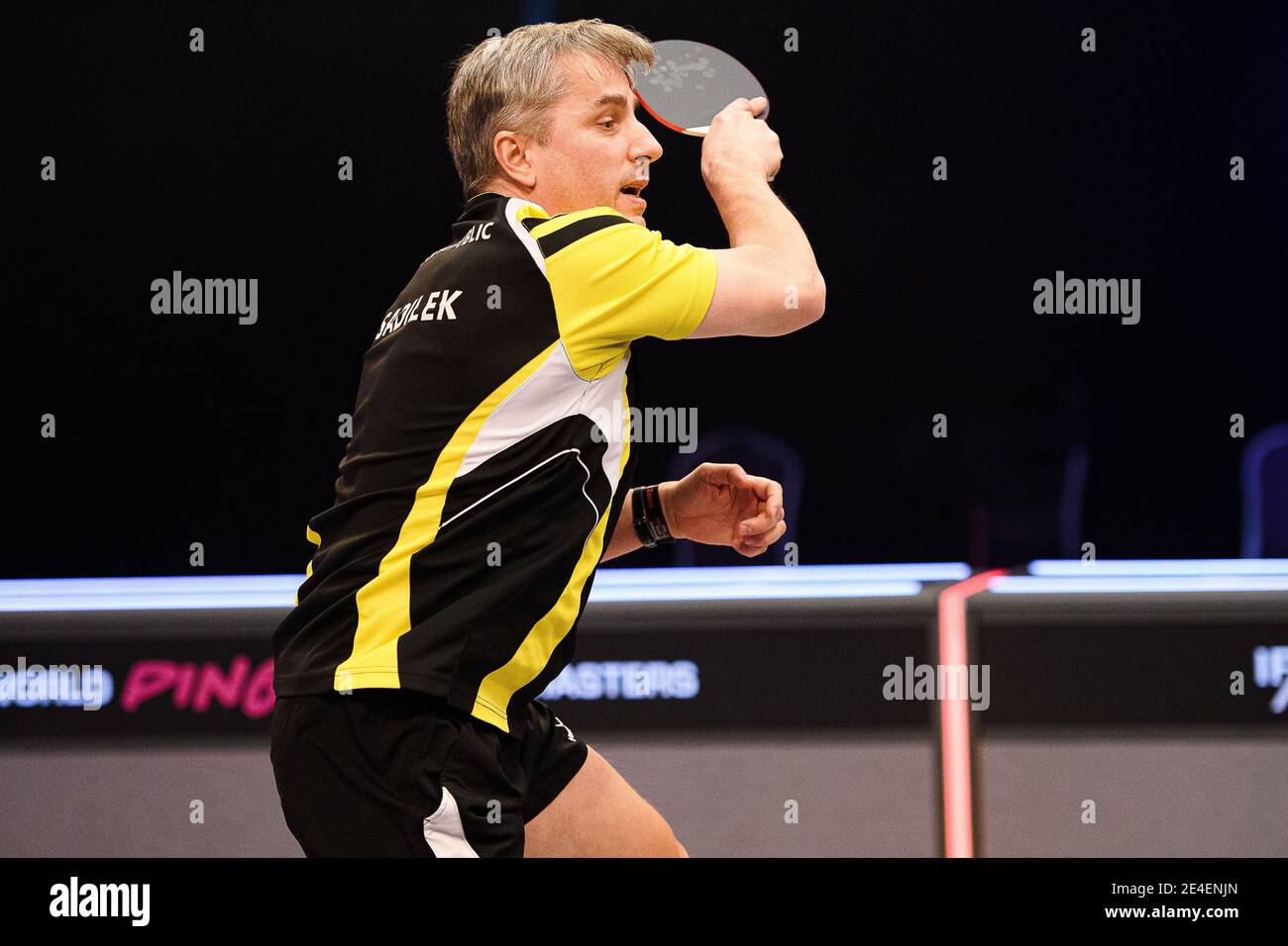 COVENTRY, REGNO UNITO. 23 gennaio 2021. Tomas Sadilek (CZE) durante il 2021 World Ping Pong Masters alla Ricoh Arena sabato 23 gennaio 2021 a COVENTRY, INGHILTERRA. Credit: Taka G Wu/Alamy Live News Foto Stock