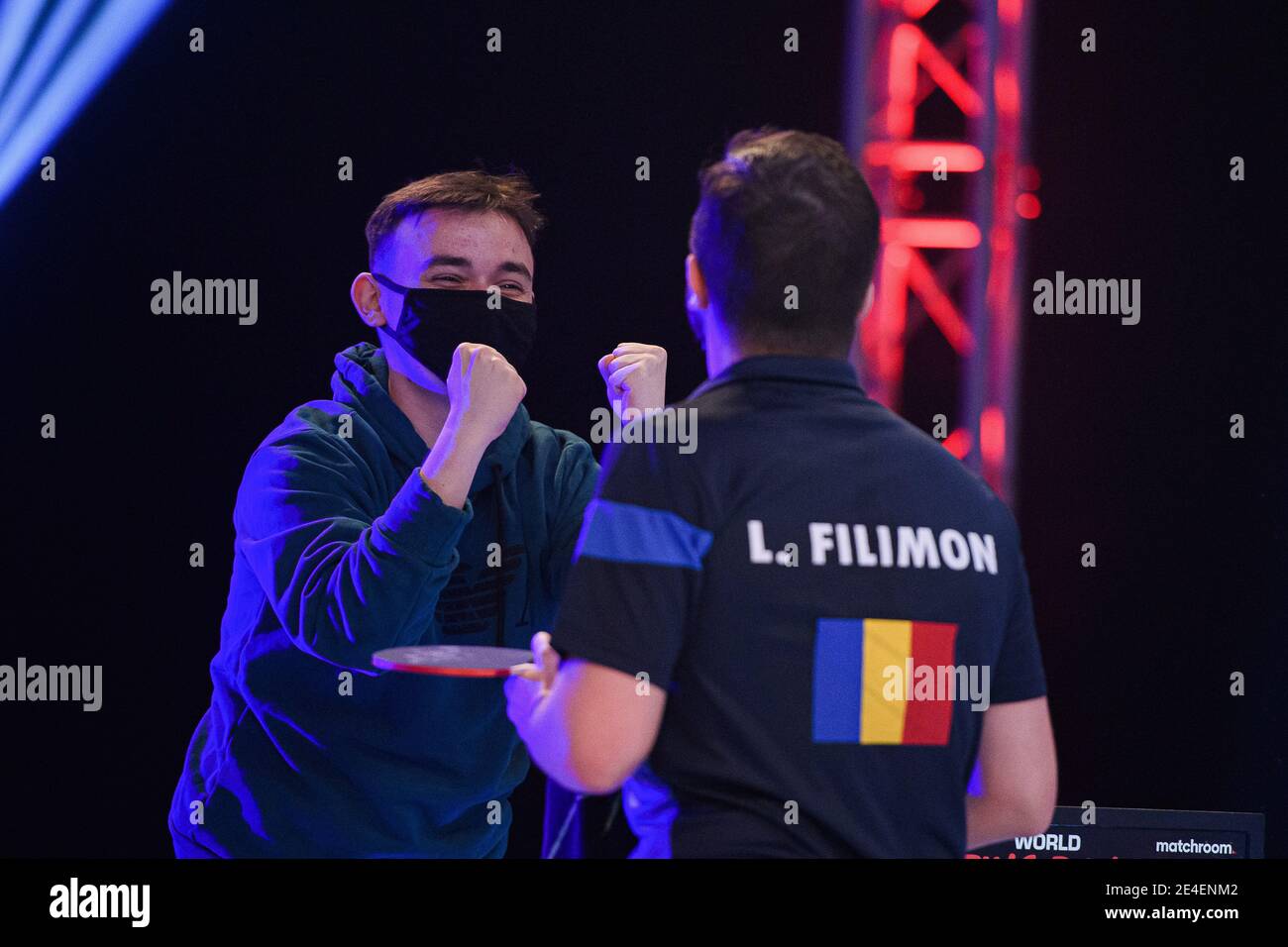 COVENTRY, REGNO UNITO. 23 gennaio 2021. Lucian Filimon (ROU) durante il 2021 World Ping Pong Masters alla Ricoh Arena sabato 23 gennaio 2021 a COVENTRY, INGHILTERRA. Credit: Taka G Wu/Alamy Live News Foto Stock