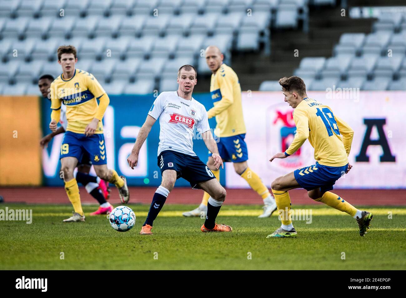 Aarhus, Danimarca. 23 gennaio 2021. Nicolai Poulsen (6) di AGF visto durante una partita di prova tra Aarhus GF e Broendby IF al Ceres Park di Aarhus. (Photo Credit: Gonzales Photo/Alamy Live News Foto Stock