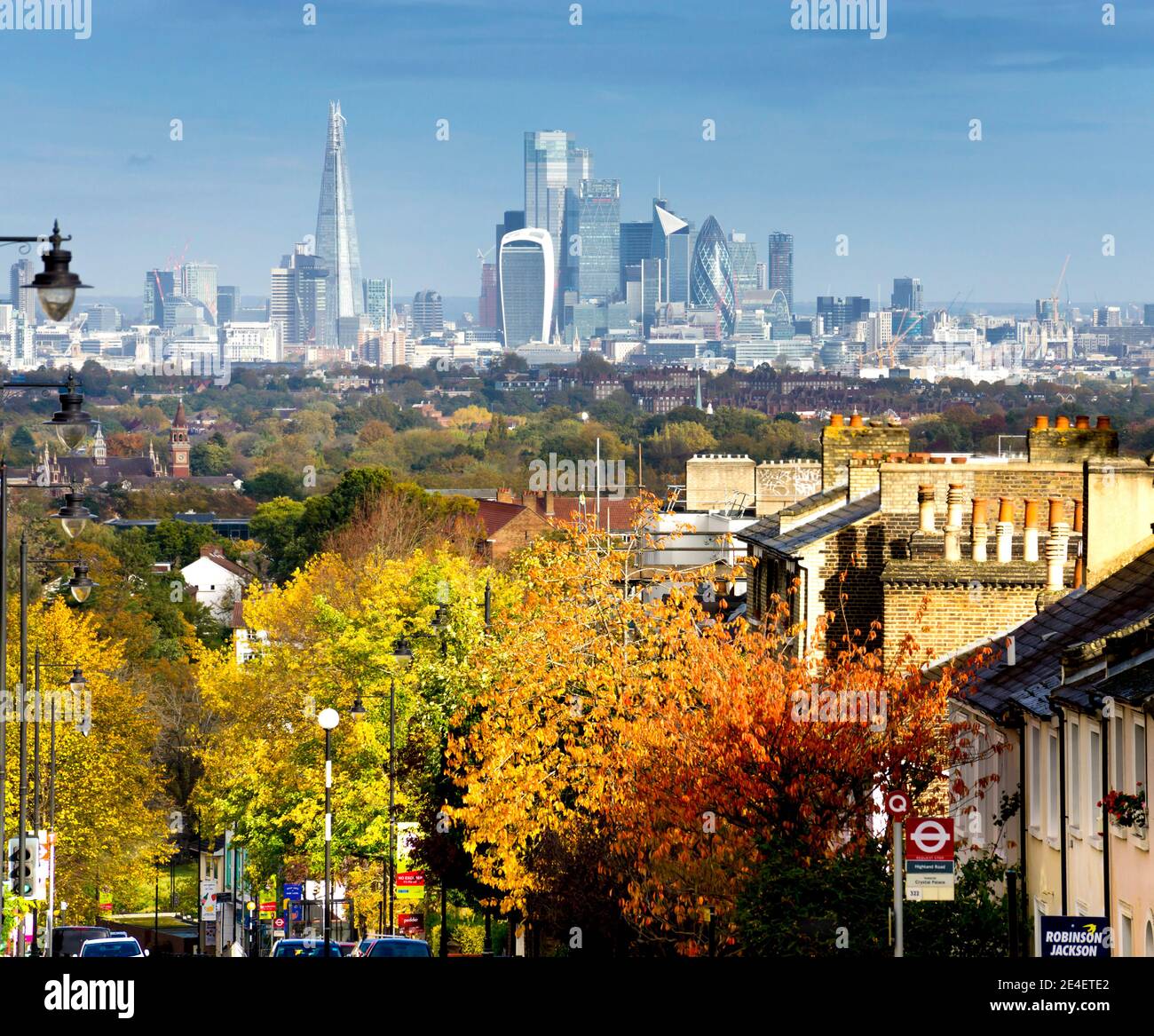 Regno Unito, Inghilterra, Londra, paesaggio urbano da Crystal Palace Gypsy Hill Foto Stock