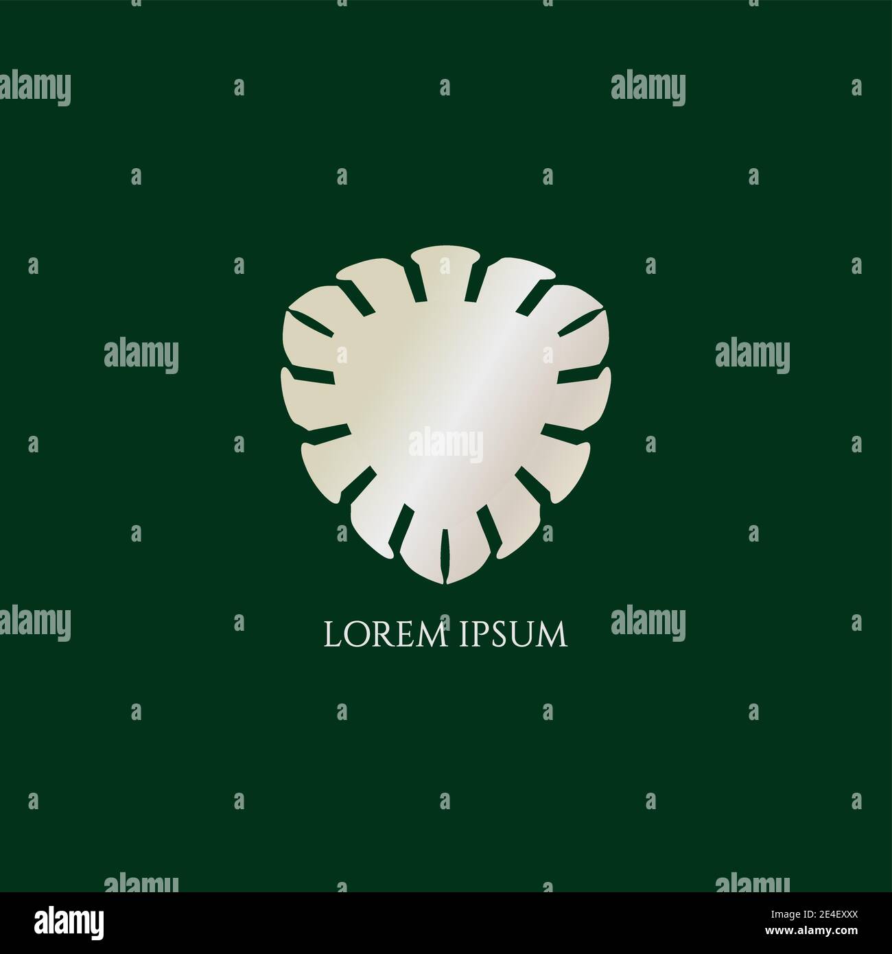 Scudo militare metallico decorativo isolato su sfondo di colore verde. Illustrazione vettoriale stock. Elemento di design del logo. Illustrazione Vettoriale