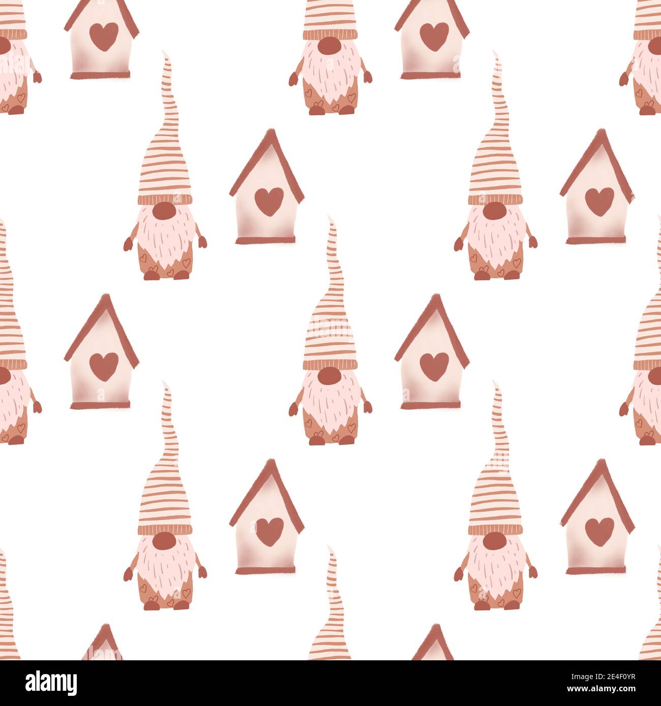 San Valentino cartoon gnome modello senza giunture - giorno di San Valentino carino Foto Stock
