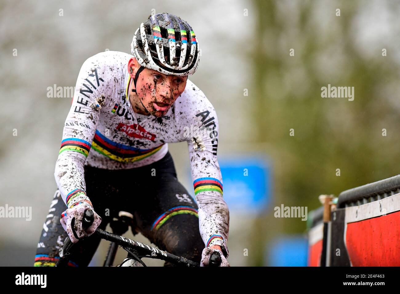 HAMME, BELGIO - GENNAIO 23: Mathieu van der Poel durante il Ciclross - Flandriencross il 23 Gennaio 2021 ad Hamme, Belgio (Foto di Jos Kafoe/Orange Pictures/Alamy Live News) Foto Stock