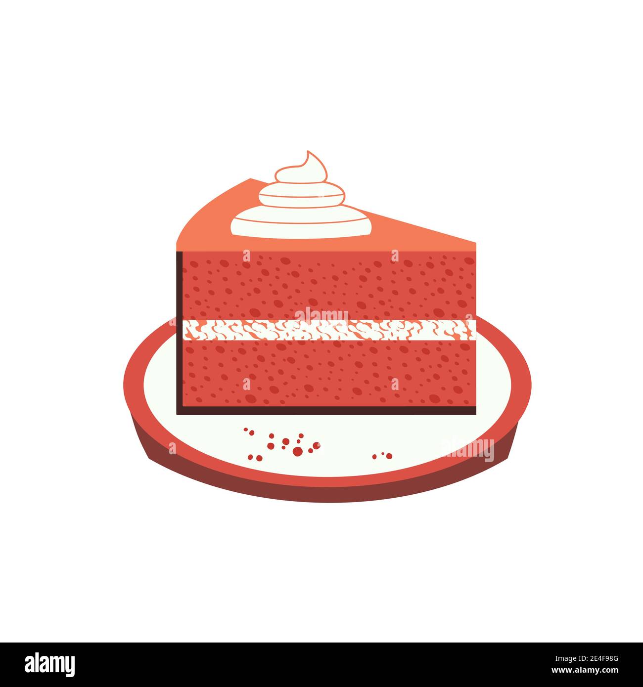 Cheesecake in velluto rosso fatto in casa icona vettoriale colore piatto Illustrazione Vettoriale