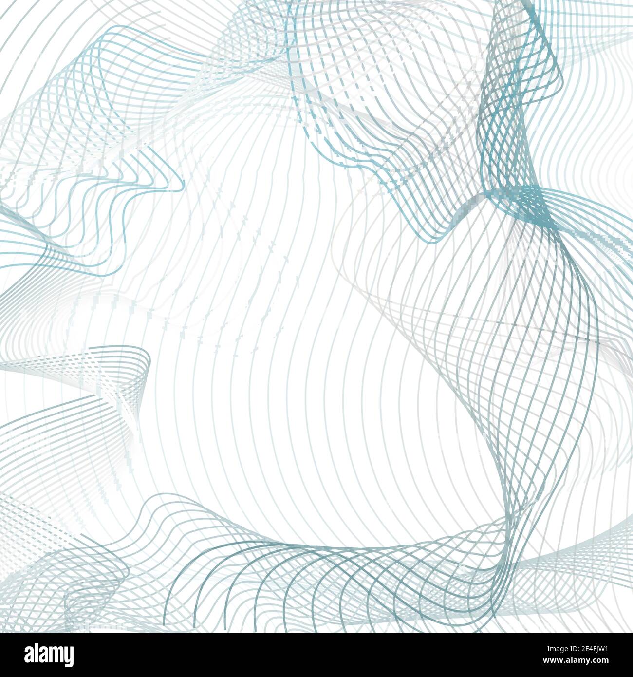 Concetto astratto delle onde. Sfondo vettoriale. Design futuristico line art, squiggles caotici. Modello industriale in teal, grigio. Curve sottili tecnologiche. EPS10 Illustrazione Vettoriale