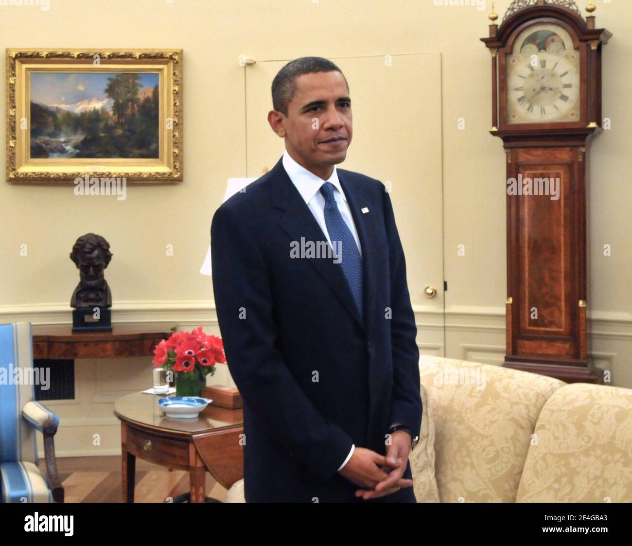 Barack Obama incontra il presidente Ian Khama del Botswana nell'Ufficio ovale della Casa Bianca a Washington, DC il 5 novembre 2009. Foto di Ron Sachs/ABACAPRESS.COM (nella foto : Barack Obama) Foto Stock