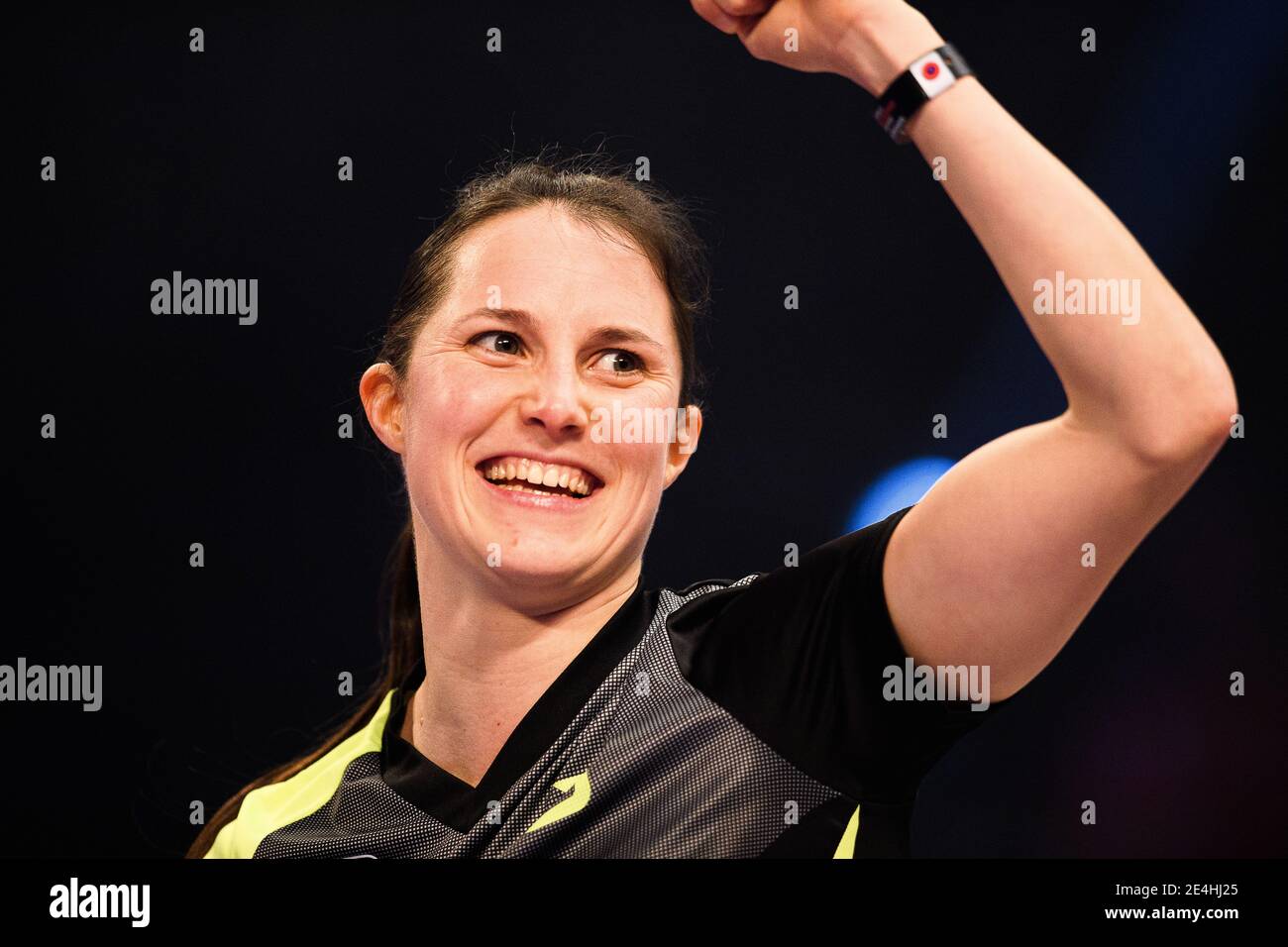COVENTRY, REGNO UNITO. 23 gennaio 2021. Sabine Winter (GER) vs Bryan Aiglemont (fra) durante 2021 World Ping Pong Masters alla Ricoh Arena Sabato 23 Gennaio 2021 a COVENTRY, INGHILTERRA. Credit: Taka G Wu/Alamy Live News Foto Stock