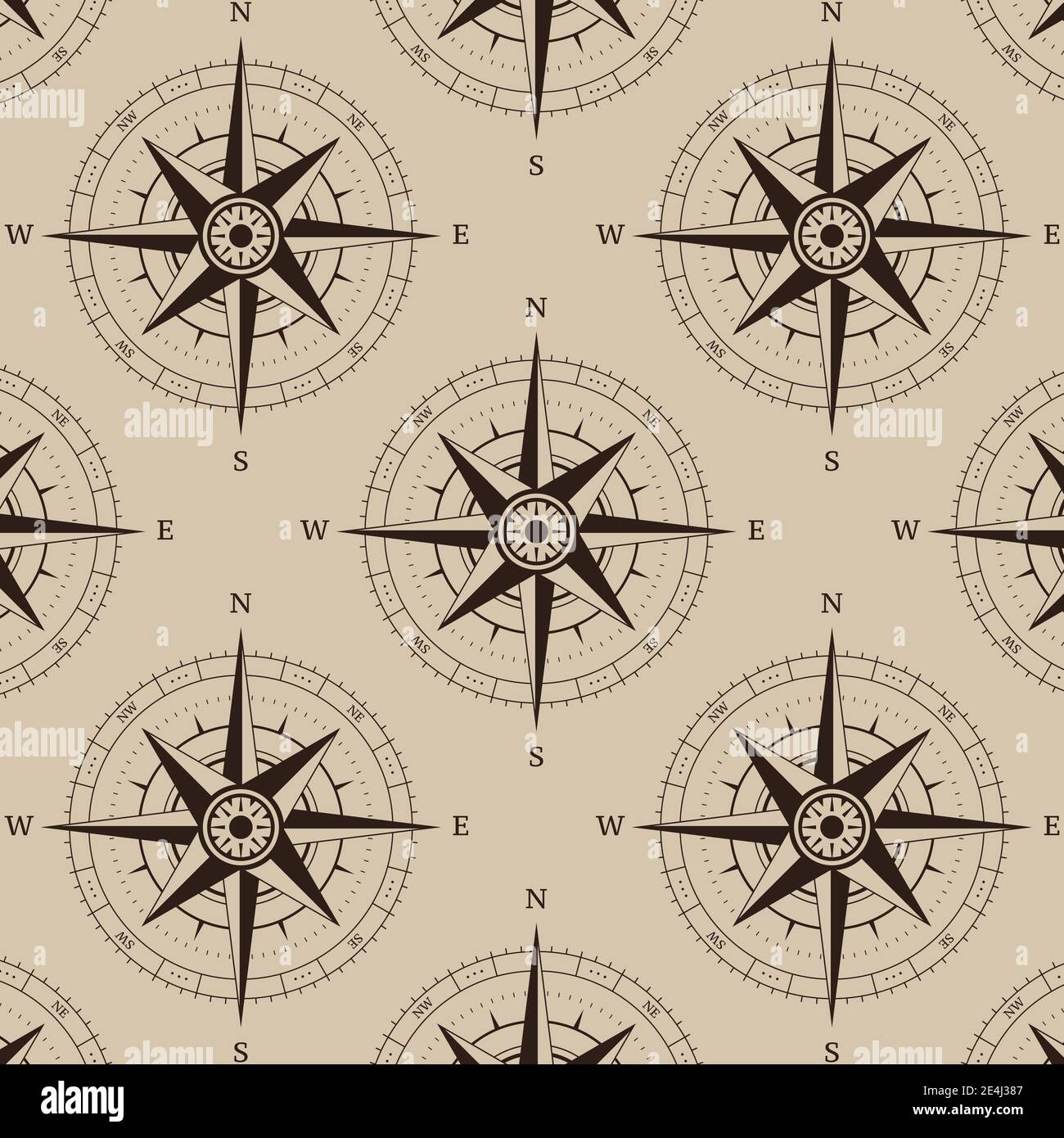 Bussola di navigazione perfetta sfondo pattern illustrazione vettoriale Illustrazione Vettoriale