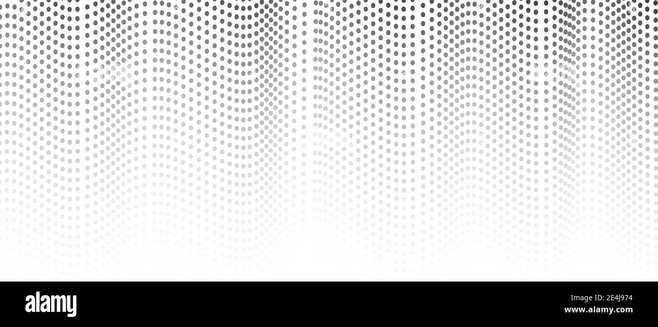 Curve a punti quadrati. Modello mezzitoni. Nero, macchie grigie, sfondo bianco. Design monocromatico. Forme d'onda vettoriali, linee tratteggiate. Trama astratta. EPS10 Illustrazione Vettoriale