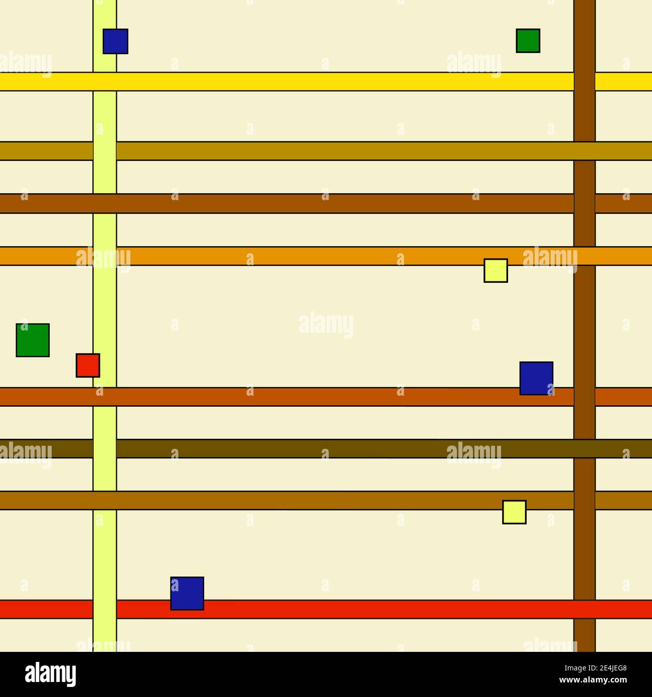 Motivo senza cuciture di strisce intrecciate multicolore e quadratini. Ornamento geometrico. Sfondo chiaro. Semplice disegno astratto. Vettore EPS10 Illustrazione Vettoriale