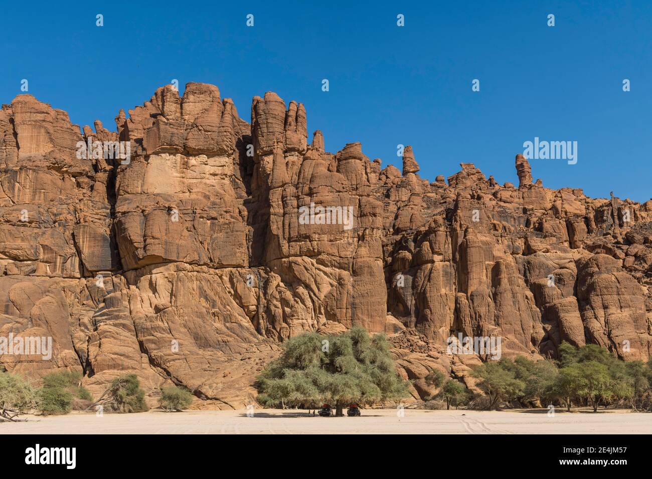 Muro di roccia a Guelta d'Archei, altopiano Ennedi, Ciad Foto Stock