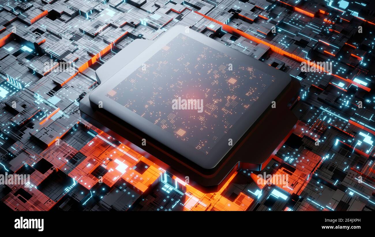 Immagine della CPU sulla scheda madre Foto Stock