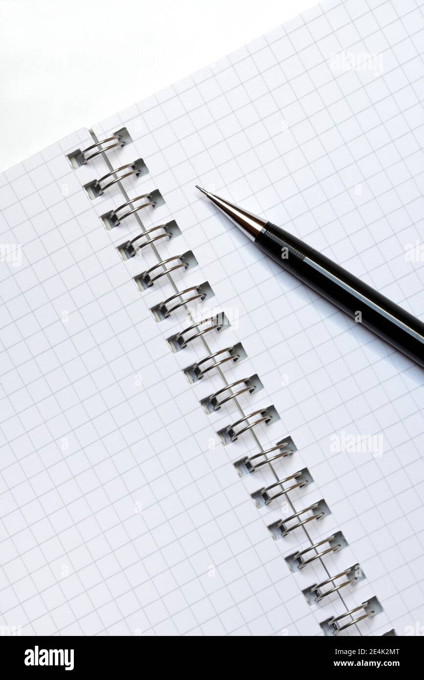 Blocco note e matita meccanica, notebook Foto Stock