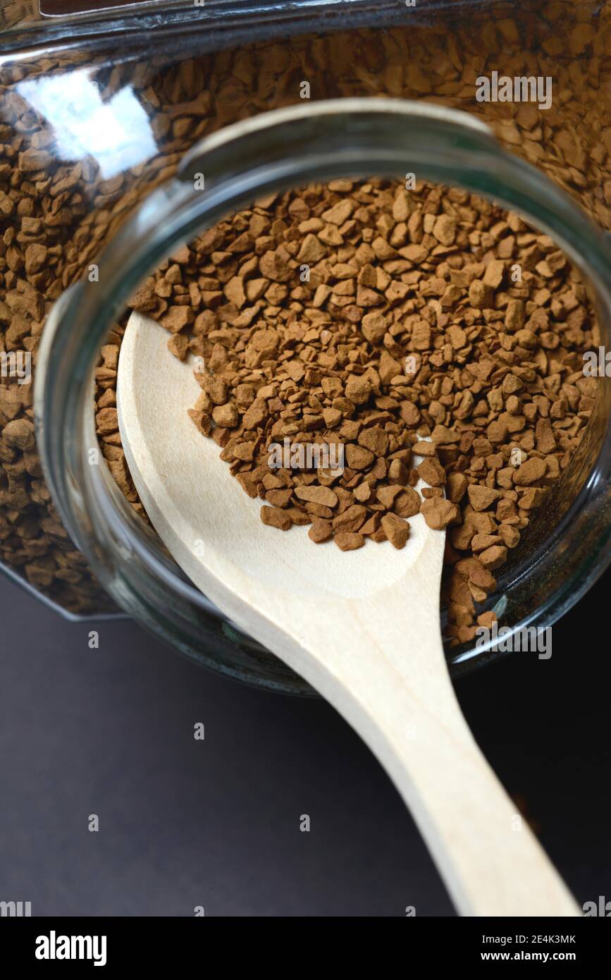 Bicchiere con caffè istantaneo, caffè arabica Foto Stock