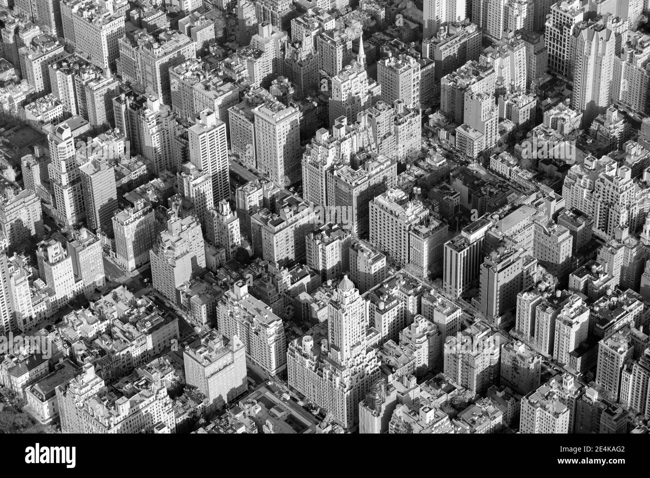 Stati Uniti, New York, New York City, Upper East Side Buildings, high angle view, Bw Foto Stock