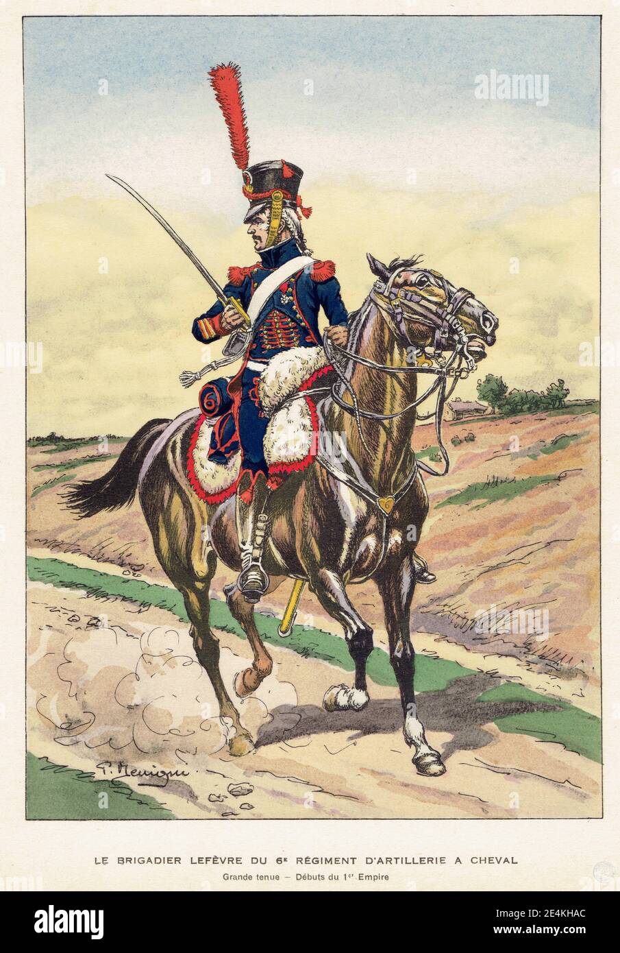 brigadier du 6e régiment d'artillerie à cheval début du 1er Impero Foto Stock