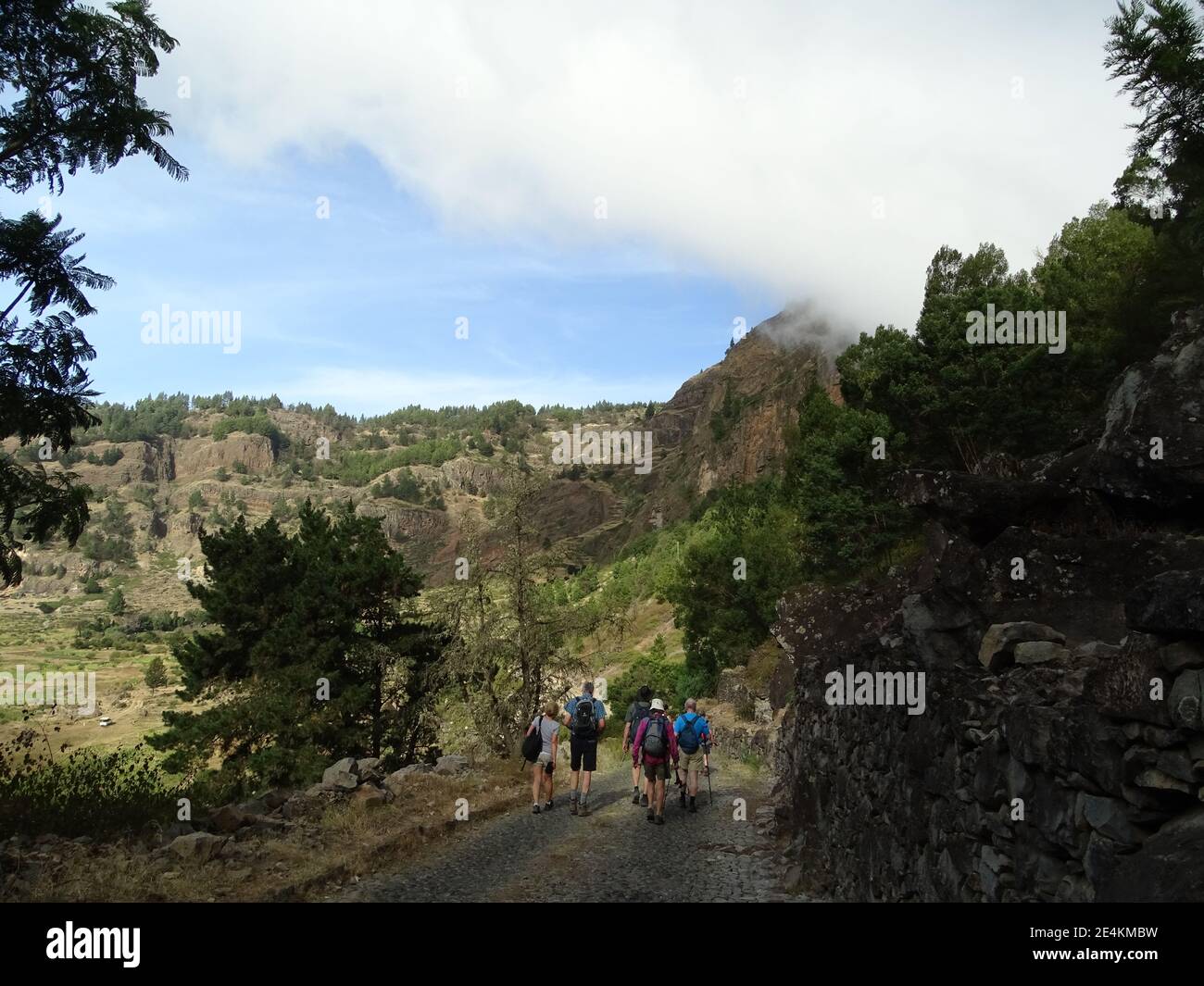 Capo Verde, gruppo escursionistico, all'isola di Santo Antao. Foto Stock