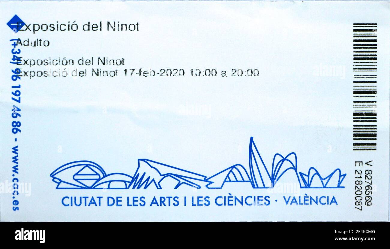 Biglietto d'ingresso alla mostra di las Fallas o delle torce esposte in una sala di Valencia, Spagna Foto Stock