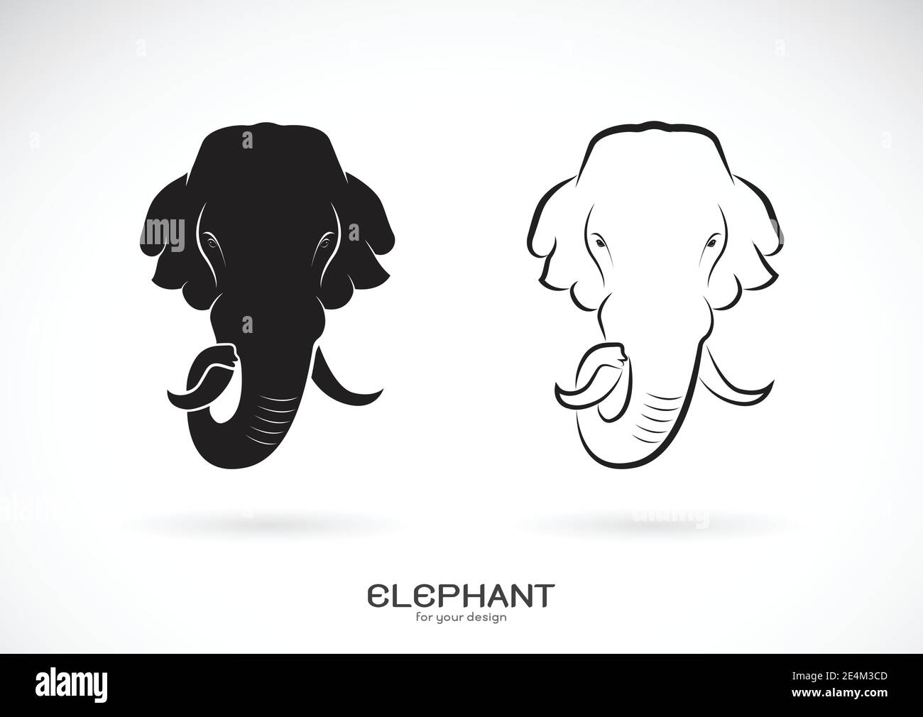 Vettore di testa elefante disegno su sfondo bianco. Animali selvatici. Loghi o icone degli elefanti. Illustrazione vettoriale a livelli facilmente modificabile. Illustrazione Vettoriale