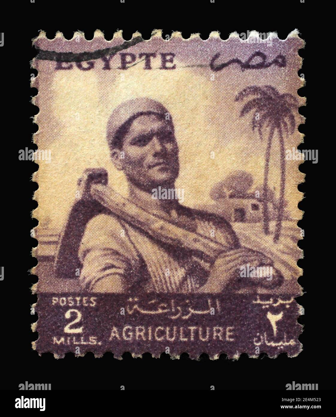 Francobollo stampato in Egitto mostra Farmer, circa 1954 Foto Stock