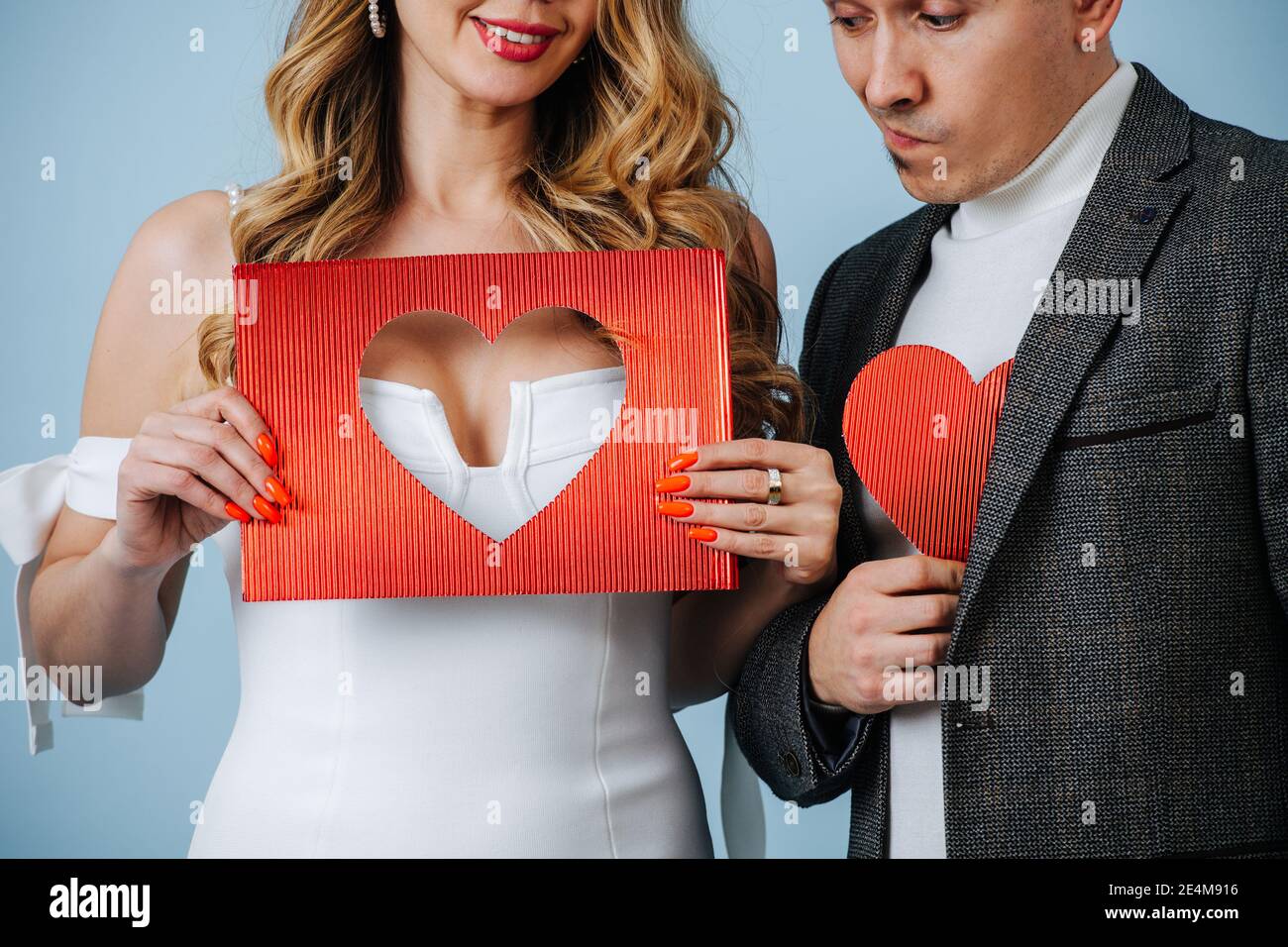 San Valentino, primo piano di due valentine card Foto Stock