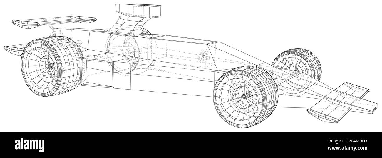 Auto da corsa. Filo-telaio. EPS10 formato. Vettore di rendering 3d. Illustrazione Vettoriale