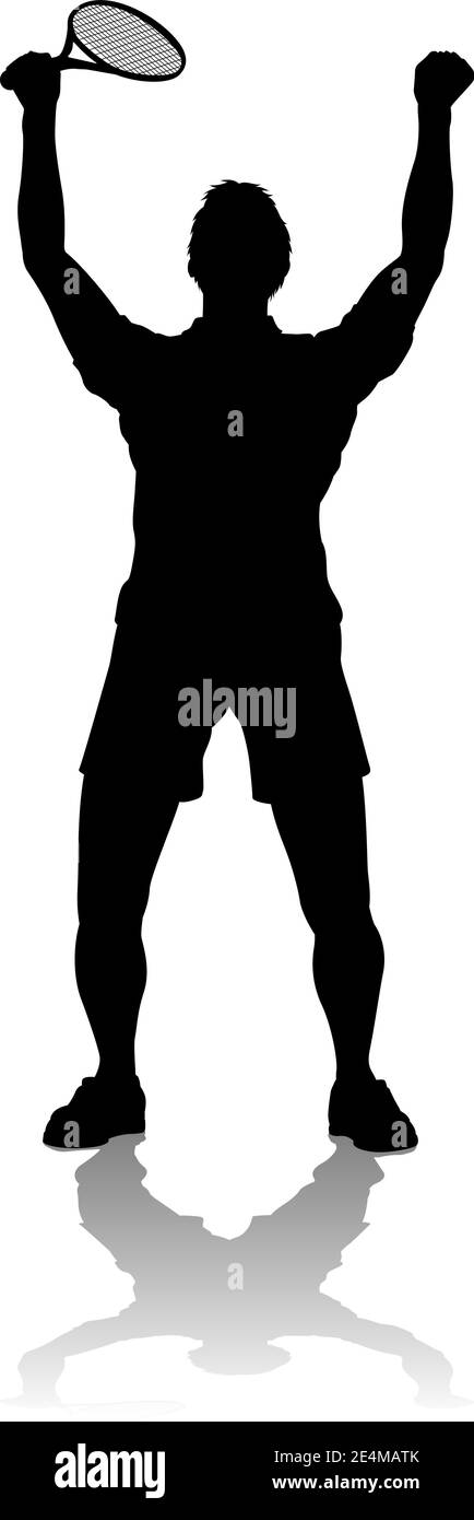 Tennis Silhouette Sport Player uomo Illustrazione Vettoriale