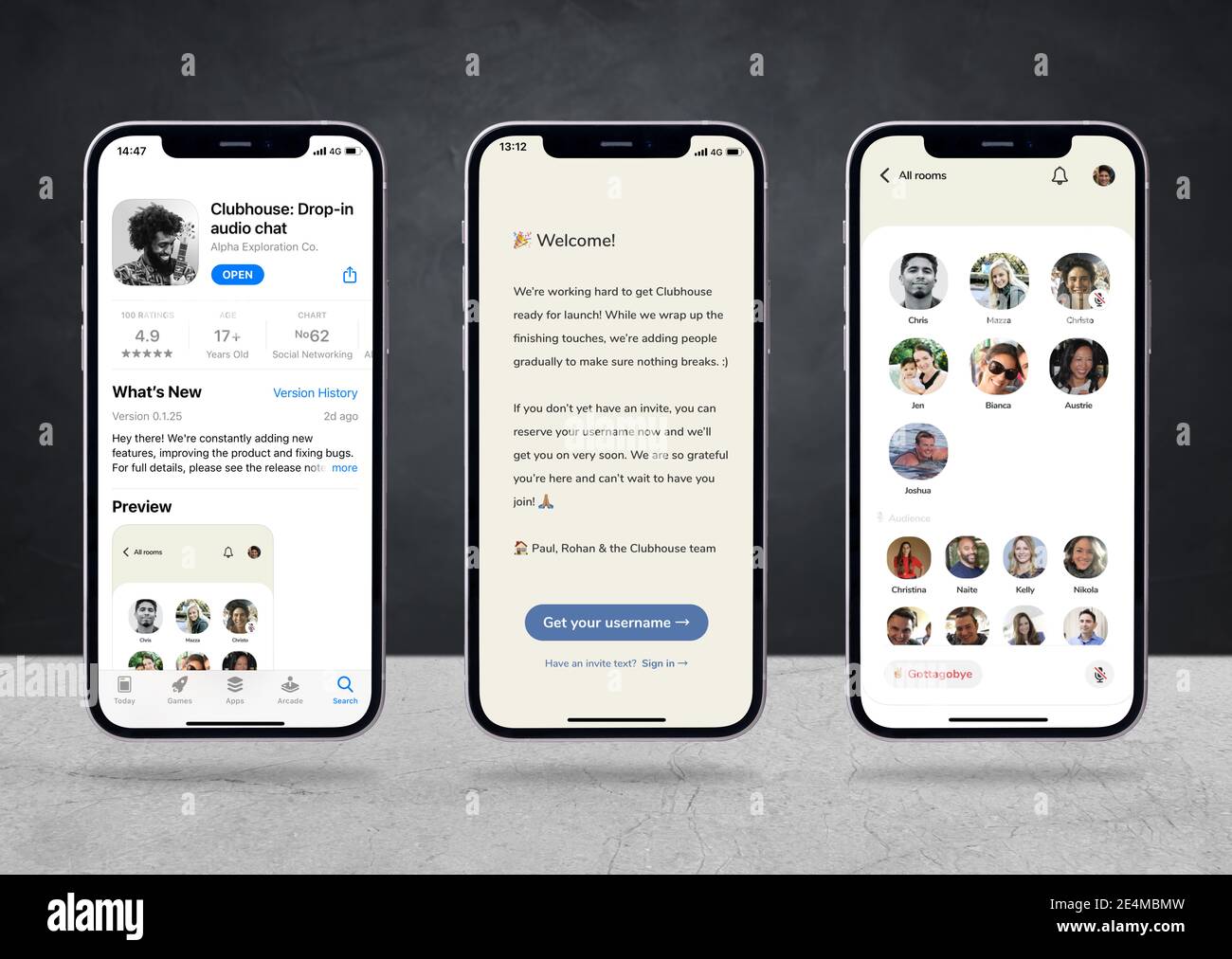 Antalya, Turchia - 24 gennaio 2021: Clubhouse Drop in audio chat visualizzazione applicazione sullo smartphone. Foto Stock