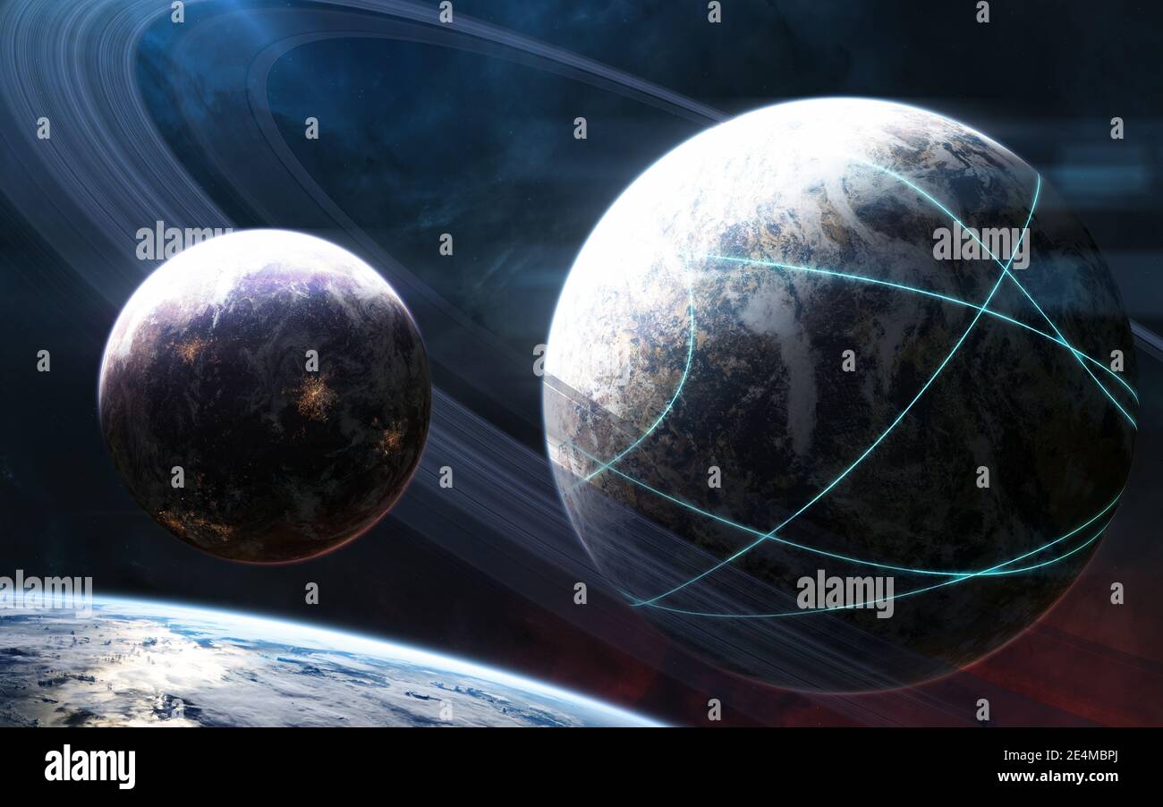 Pianeti nello spazio profondo. Incredibile spazio bellissimo paesaggio Foto Stock